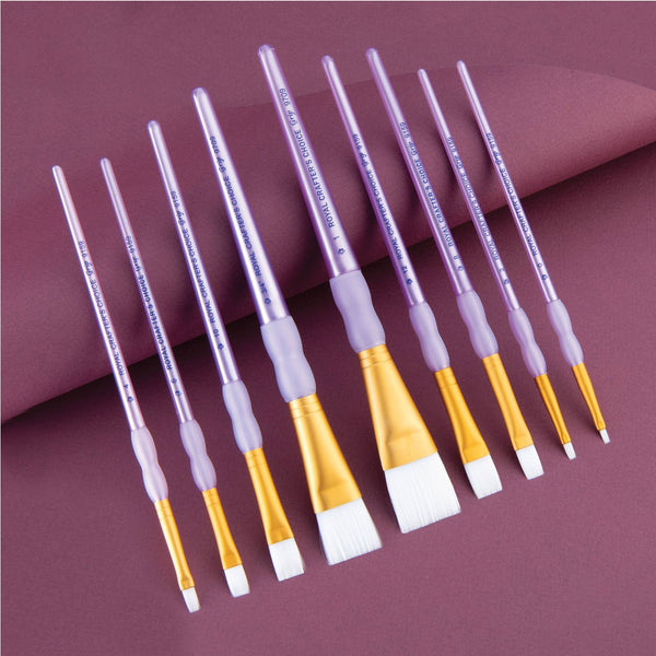 Royal And Langnickel RCC 306 | Crafter's Choice™ 9pc White Taklon Shader/Wash Brush Set