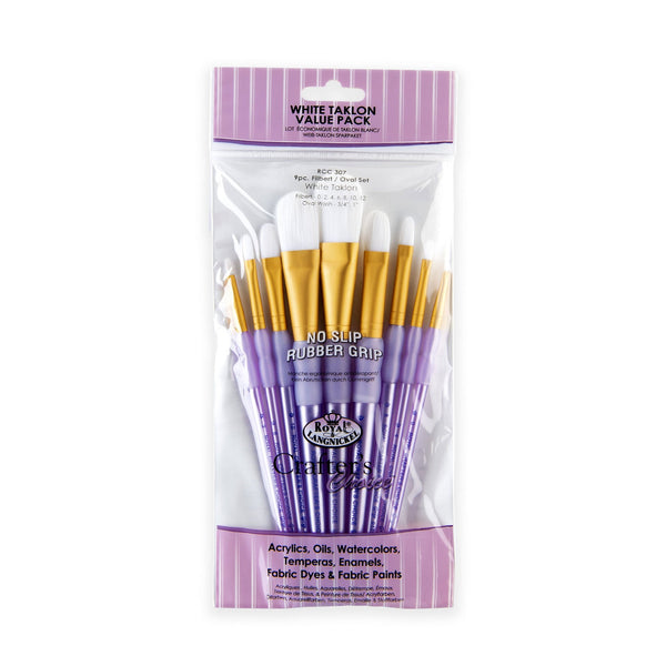 royal and langnickel RCC 307 | Crafter's Choice™ 9pc White Taklon Variety Brush Set