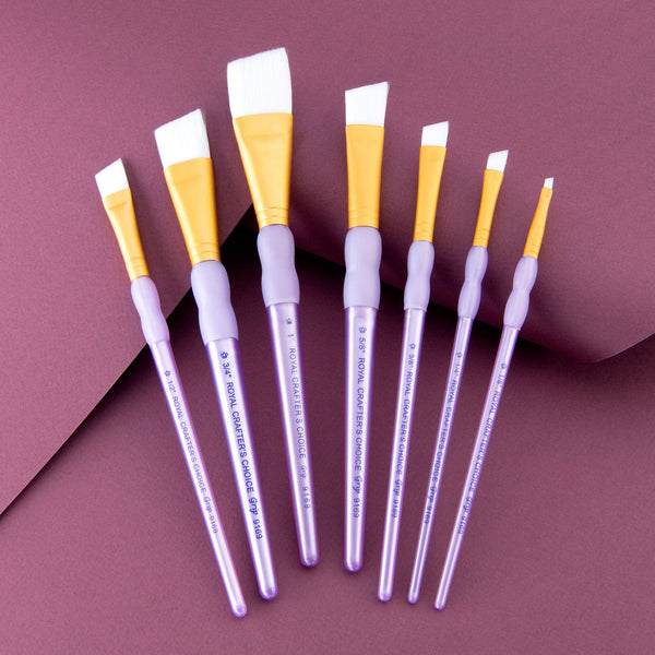 Royal And Langnickel RCC 308 | Crafter's Choice™ 7pc White Taklon Angular Brush Set