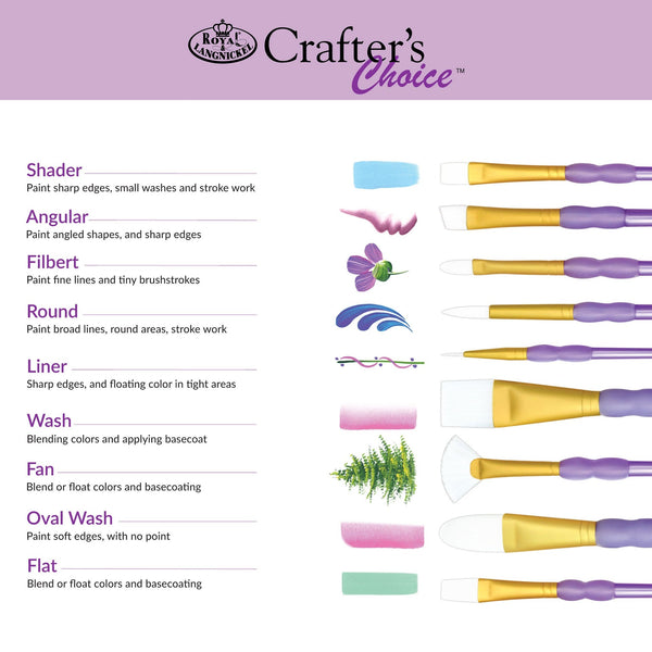 Royal And Langnickel RCC 308 | Crafter's Choice™ 7pc White Taklon Angular Brush Set