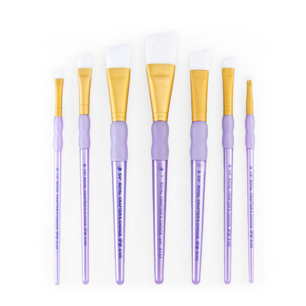 Royal And Langnickel RCC 308 | Crafter's Choice™ 7pc White Taklon Angular Brush Set
