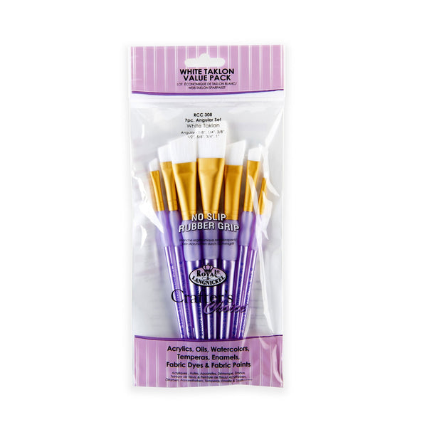 royal and langnickel RCC 308 | Crafter's Choice™ 7pc White Taklon Angular Brush Set