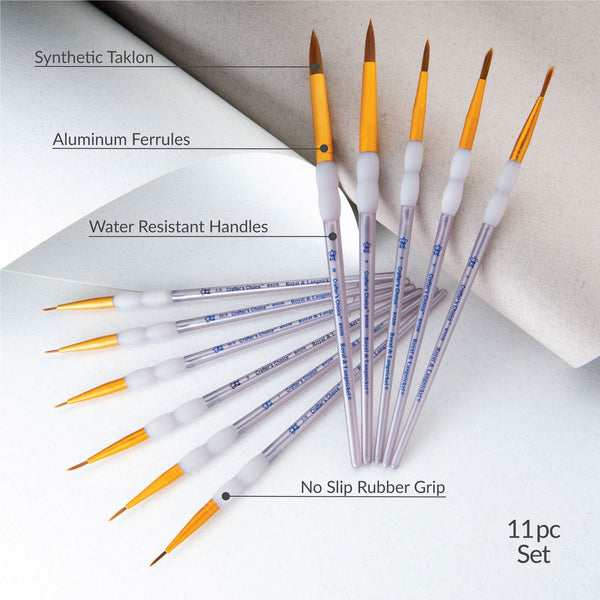 Royal And Langnickel RCC 309 | Crafter's Choice™ 11pc Brown Taklon Round Brush Set