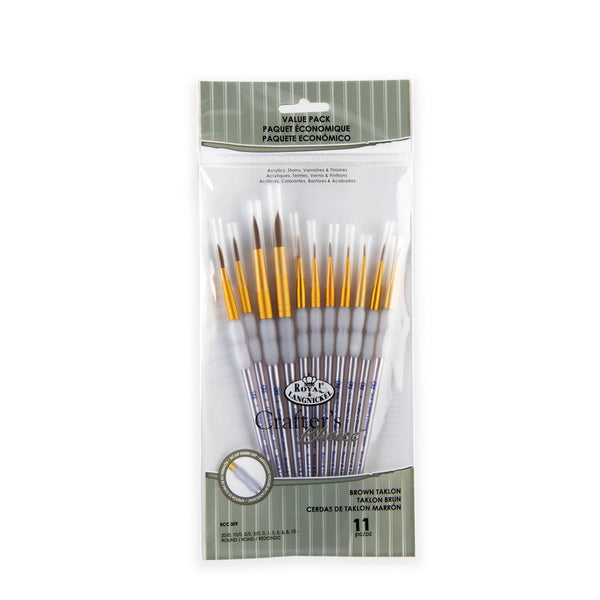 royal and langnickel RCC 309 | Crafter's Choice™ 11pc Brown Taklon Round Brush Set