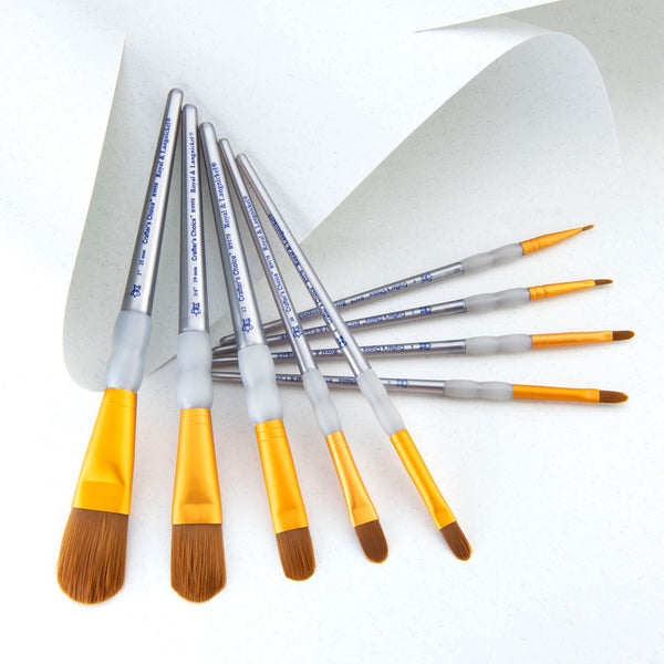 Royal And Langnickel RCC 311 | Crafter's Choice™ 9pc Brown Taklon Filbert/Wash Brush Set