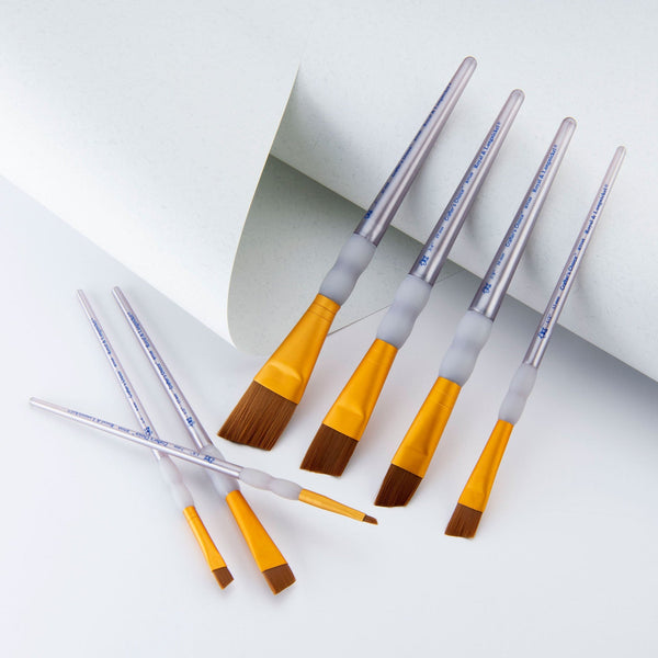 Royal And Langnickel RCC 312 | Crafter's Choice™ 7pc Brown Taklon Angular Brush Set