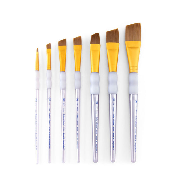 Royal And Langnickel RCC 312 | Crafter's Choice™ 7pc Brown Taklon Angular Brush Set