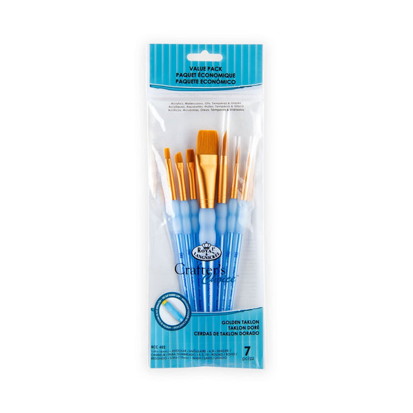 royal and langnickel RCC 402 | Crafter's Choice™ 7pc Golden Taklon Variety Brush Set
