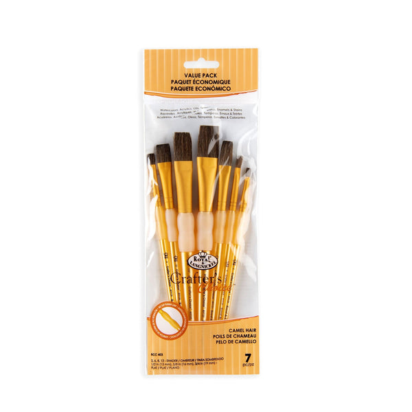 royal and langnickel RCC 403 | Crafter's Choice™ 7pc Synthetic Camel Hair Variety Brush Set