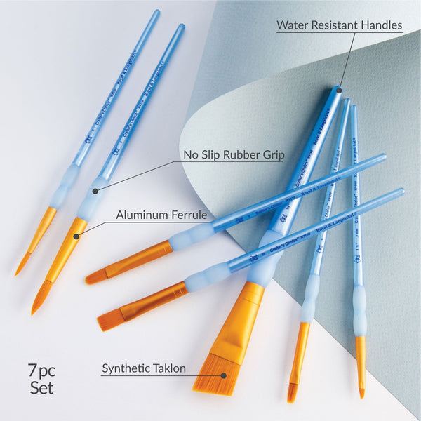 Royal And Langnickel RCC 404 | Crafter's Choice™ 7pc Golden Taklon Variety Brush Set