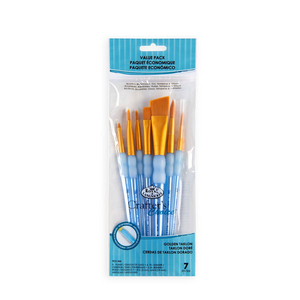 royal and langnickel RCC 404 | Crafter's Choice™ 7pc Golden Taklon Variety Brush Set