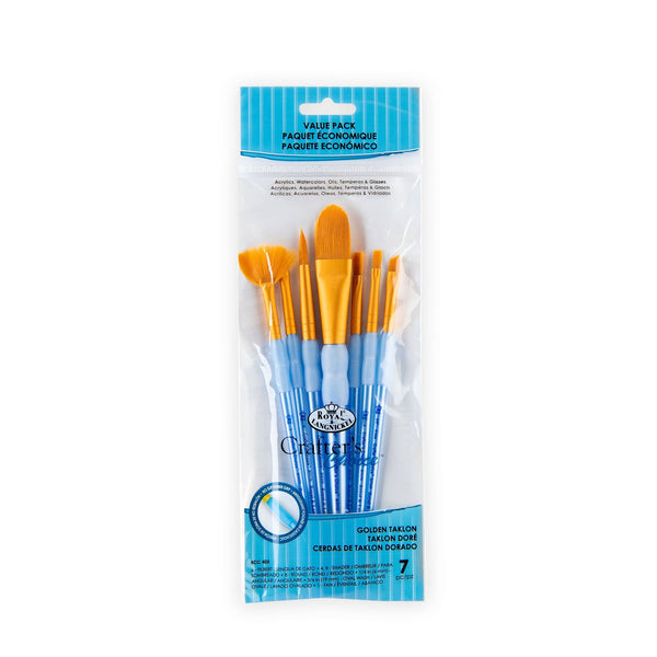 royal and langnickel RCC 405 | Crafter's Choice™ 7pc Golden Taklon Variety Brush Set