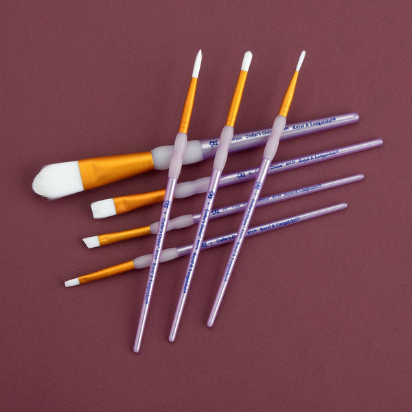 Royal And Langnickel RCC 406 | Crafter's Choice™ 7pc White Taklon Variety Brush Set