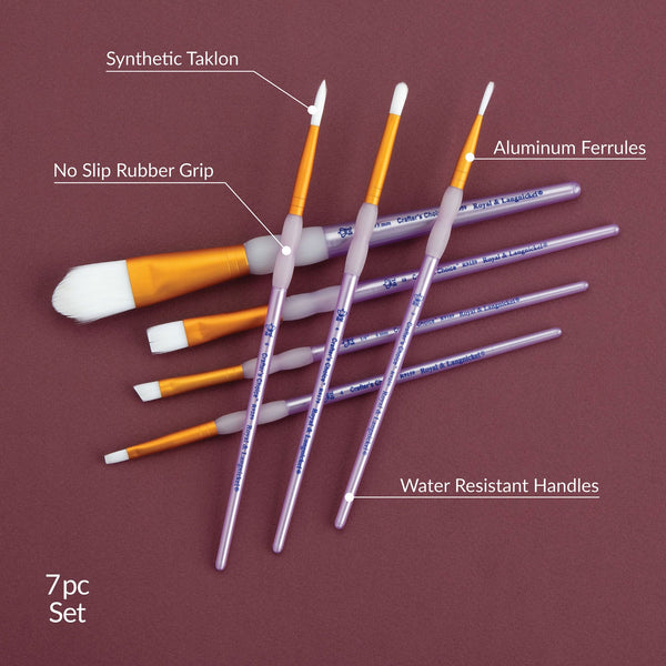 Royal And Langnickel RCC 406 | Crafter's Choice™ 7pc White Taklon Variety Brush Set