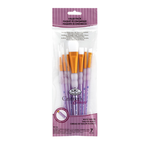 royal and langnickel RCC 406 | Crafter's Choice™ 7pc White Taklon Variety Brush Set