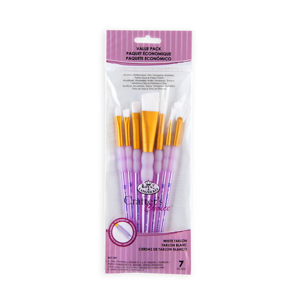 royal and langnickel RCC 407 | Crafter's Choice™ 7pc White Taklon Variety Brush Set