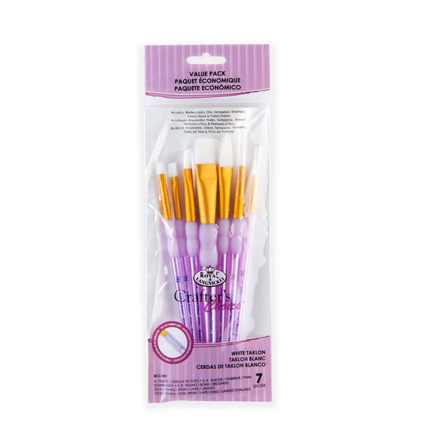 royal and langnickel RCC 408 | Crafter's Choice™ 7pc White Taklon Variety Brush Set