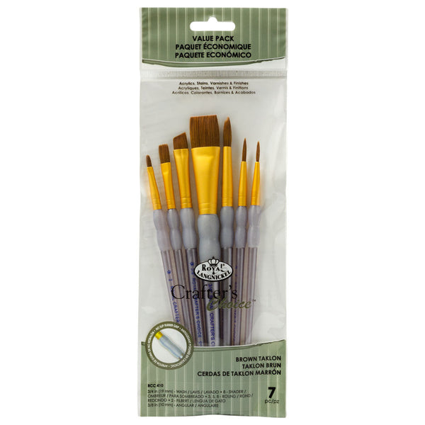 royal and langnickel RCC 410 | Crafter's Choice™ 7pc Brown Taklon Variety Brush Set