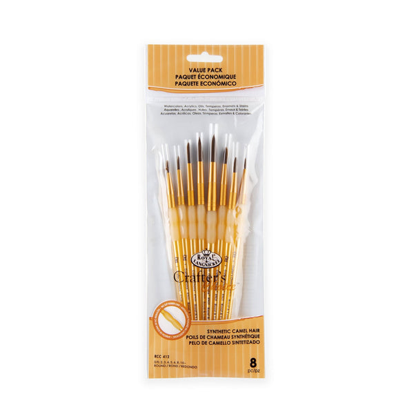 royal and langnickel RCC 412 | Crafter's Choice™ 8pc Camel Hair Round Brush Set
