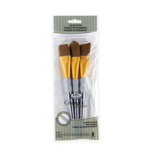 royal and langnickel RCC 414 | Crafter's Choice™ 3pc Brown Taklon Large Brush Set