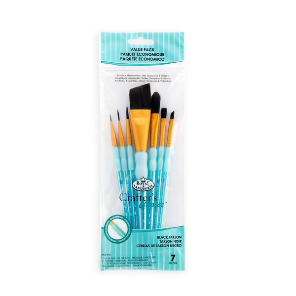royal and langnickel RCC 416 | Crafter's Choice™ 7pc Black Taklon Variety Brush Set