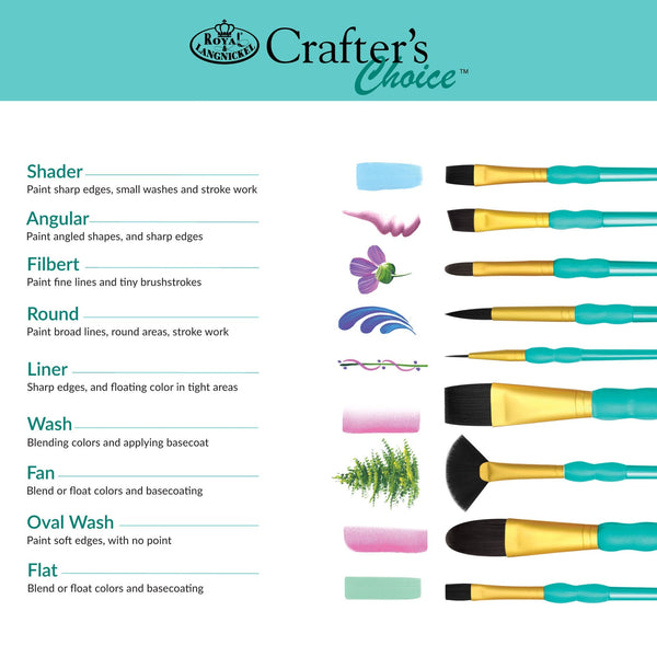 Royal And Langnickel RCC 417 | Crafter's Choice™ 7pc Black Taklon Variety Brush Set