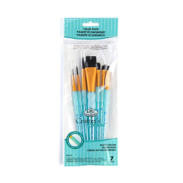 royal and langnickel RCC 417 | Crafter's Choice™ 7pc Black Taklon Variety Brush Set