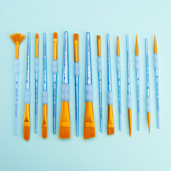 Royal And Langnickel RCC 601 | Crafter's Choice™ 15pc Golden Taklon Variety Brush Set