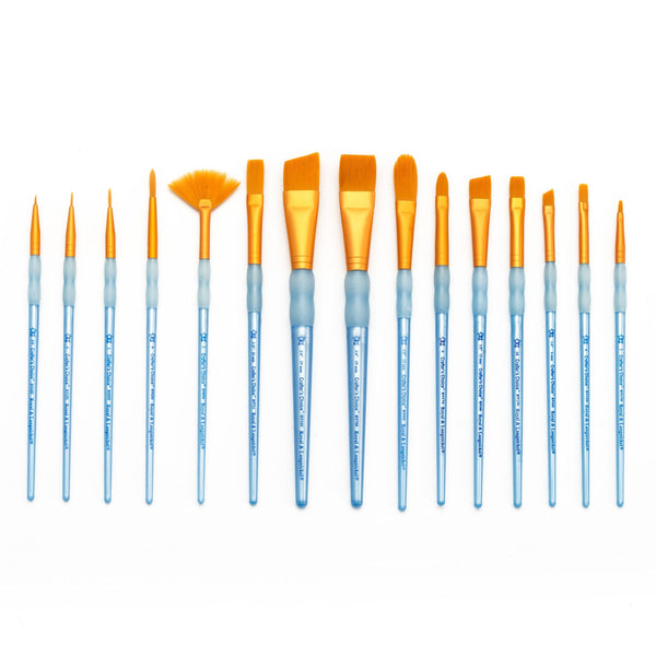 Royal And Langnickel RCC 601 | Crafter's Choice™ 15pc Golden Taklon Variety Brush Set