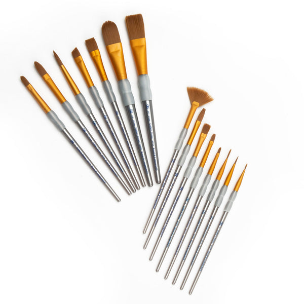 Royal And Langnickel RCC 602 | Crafter's Choice™ 15pc Brown Taklon Variety Brush Set