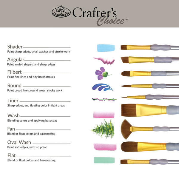 Royal And Langnickel RCC 602 | Crafter's Choice™ 15pc Brown Taklon Variety Brush Set