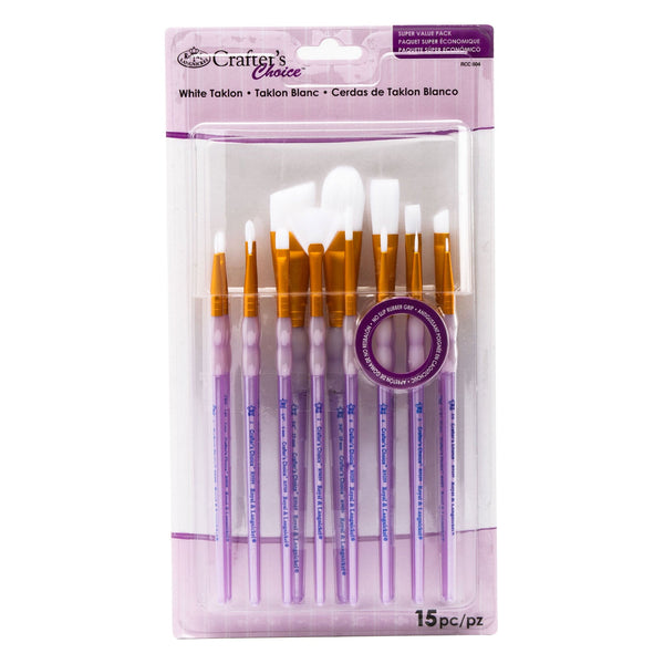 royal and langnickel RCC 604 | Crafter's Choice™ 15pc White Taklon Variety Brush Set