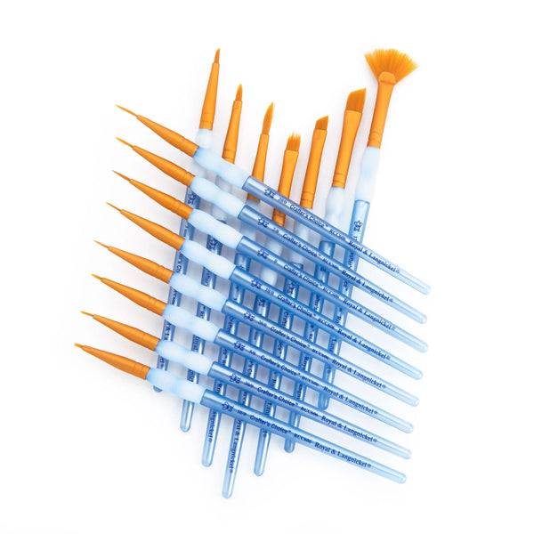 Royal And Langnickel RCC 606 | Crafter's Choice™ 15pc Golden Taklon Variety Mini Brush Set