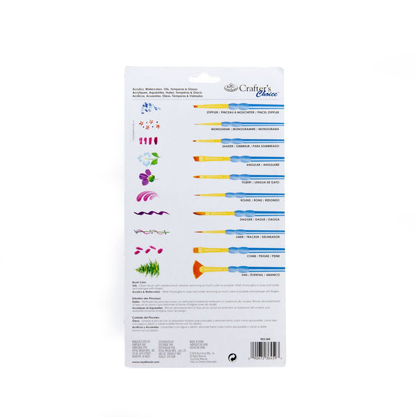 Royal And Langnickel RCC 606 | Crafter's Choice™ 15pc Golden Taklon Variety Mini Brush Set