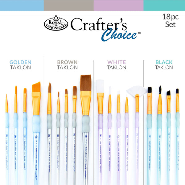 Royal And Langnickel RCC 701 | Crafter's Choice™ 18pc Variety Taklon Brush Set