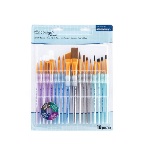 royal and langnickel RCC 701 | Crafter's Choice™ 18pc Variety Taklon Brush Set