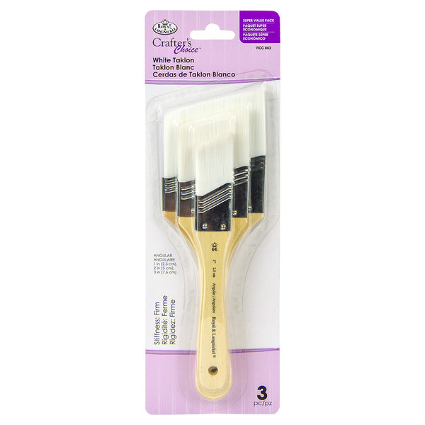 royal and langnickel RCC 803 | Crafter's Choice™ 3pc White Taklon Large Area Angular Brush Set