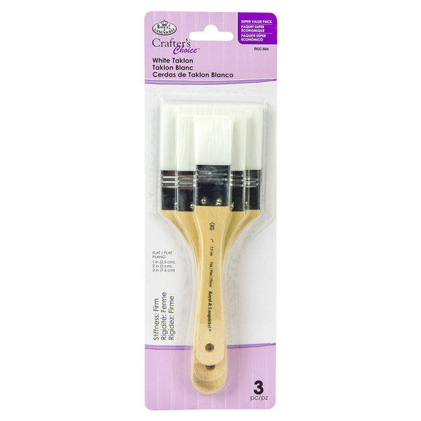 royal and langnickel RCC 804 | Crafter's Choice™ 3pc White Taklon Large Area Flat Brush Set
