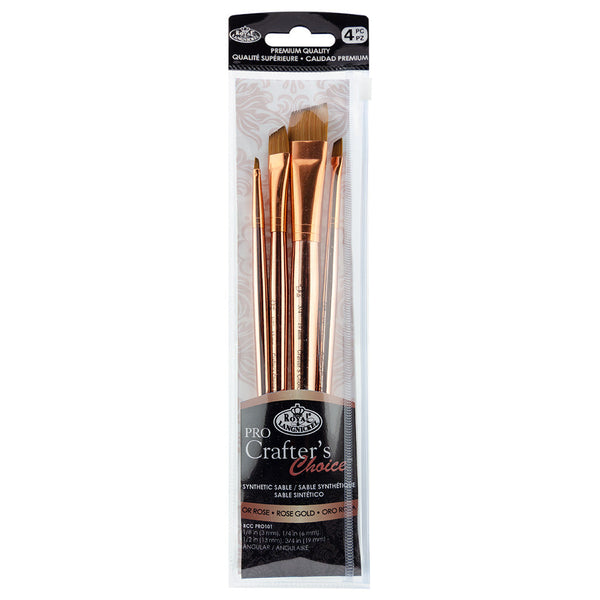 royal and langnickel RCC PRO101-ZP | Crafter's Choice™ Pro 4pc Synthetic Sable Angular Brush Set