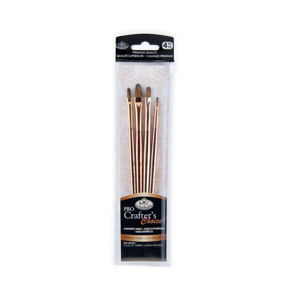 royal and langnickel RCC PRO104-ZP | Crafter's Choice™ Pro 4pc Synthetic Sable Filbert Brush Set