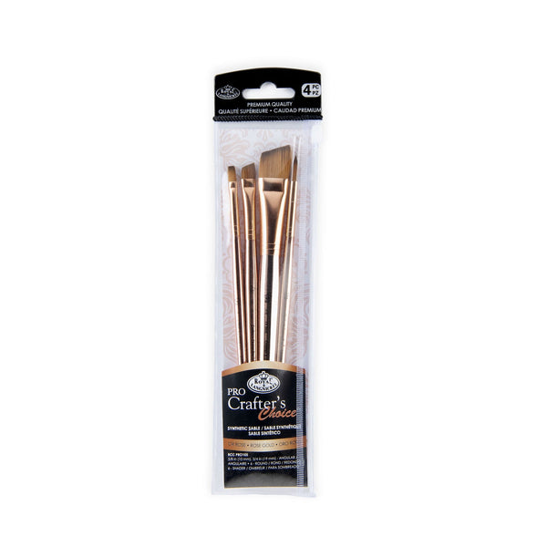 royal and langnickel RCC PRO105-ZP | Crafter's Choice™ Pro 4pc Synthetic Sable Variety Brush Set