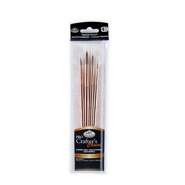royal and langnickel RCC PRO110-ZP | Crafter's Choice™ Pro 4pc Synthetic Sable Round Brush Set