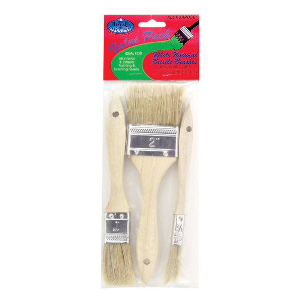 royal and langnickel RCHP-512 | 3pc Natural Bristle Wooden Chip Brush Set