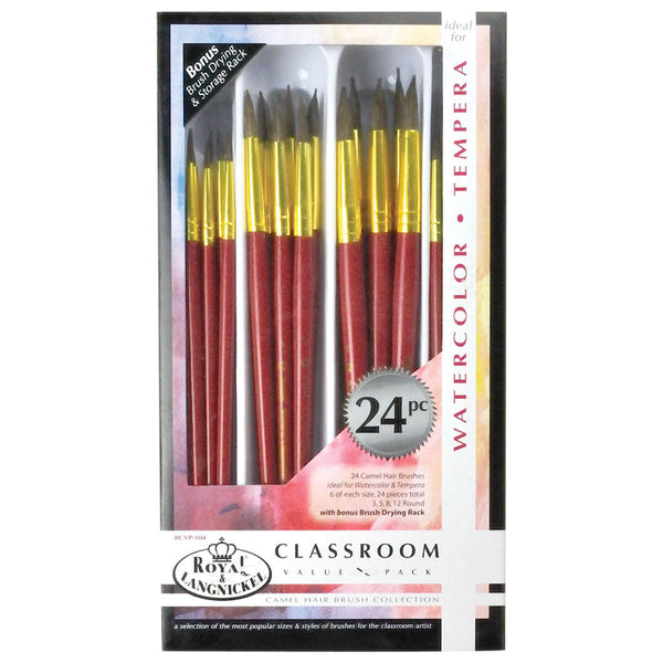 Royal And Langnickel RCVP-104 | Classroom 24pc Camel Hair Brush Set