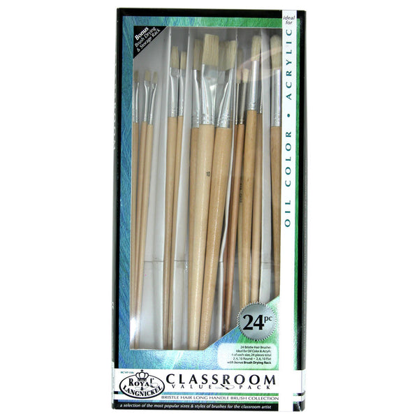 royal and langnickel RCVP-106 | Classroom 24pc Bristle Hair Long Handle Brush Set