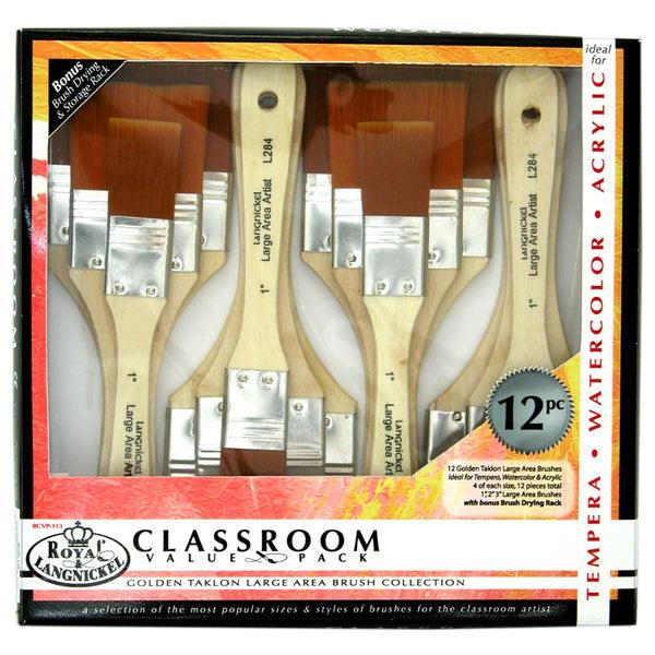 Royal And Langnickel RCVP-113 | 12pc Golden Taklon Large Area Brush Set