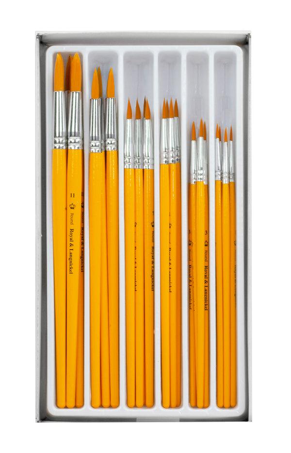 Royal And Langnickel RCVP-117 | Gold Taklon Standard Handle 30pc Round Brush Value Set