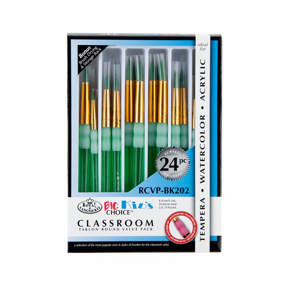 royal and langnickel RCVP-BK202 | Big Kid's Choice™ 24pc Taklon Round Brush Classroom Value Pack