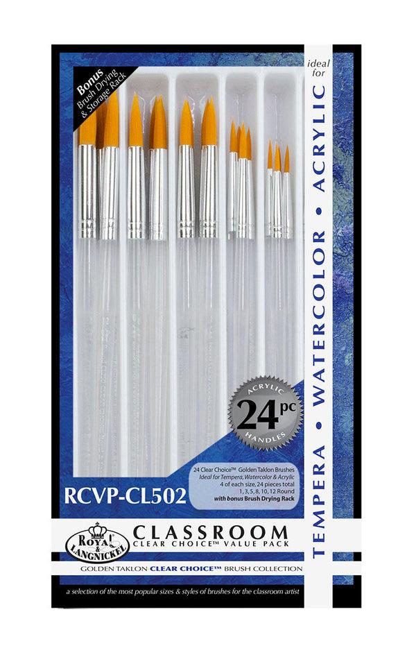 royal and langnickel RCVP-CL502 | Clear Choice 24pc Golden Taklon Round Brush Set