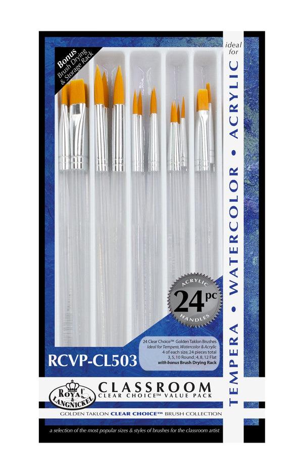 royal and langnickel RCVP-CL503 | Clear Choice 24pc Golden Taklon Combo Brush Set